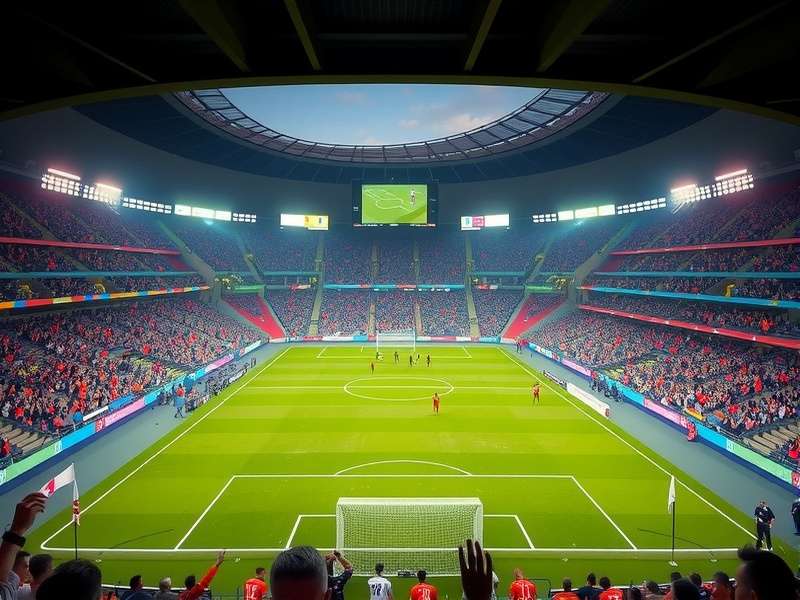 NRG Stadium in Houston prepared for a major soccer event, showing the pitch and massive stands