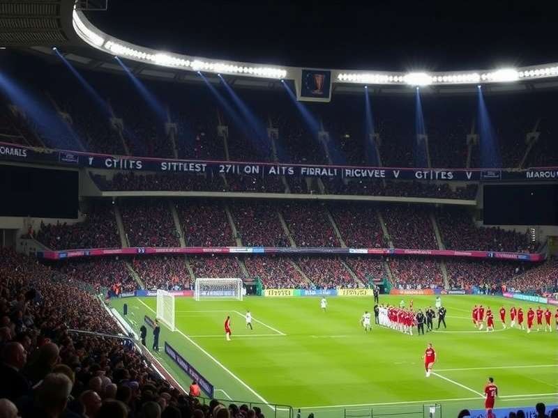Fans celebrating at a World Cup stadium with tickets in hand