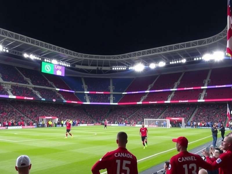 Aerial view of a packed football stadium during a major tournament
