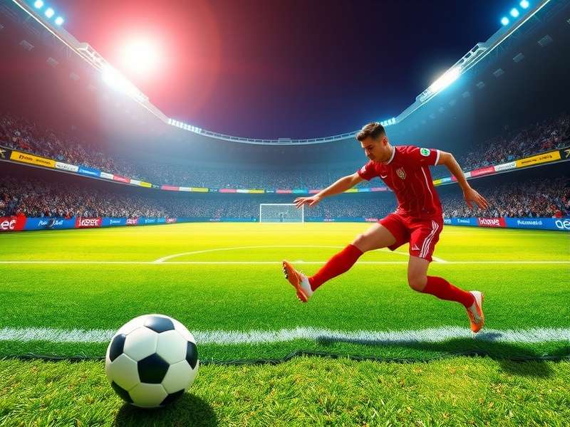 Crowded football stadium during a major World Cup match, fans cheering