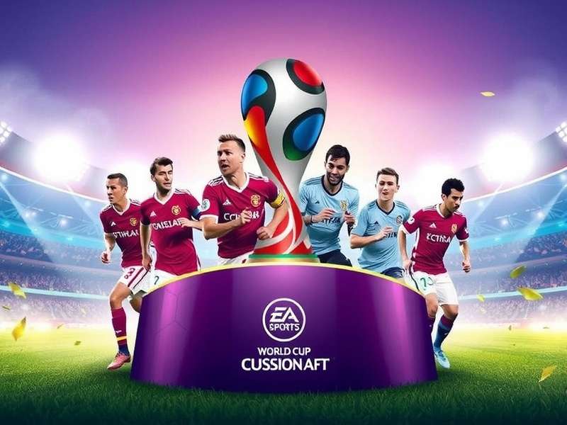 FIFA Club World Cup trophy on display with stadium in background