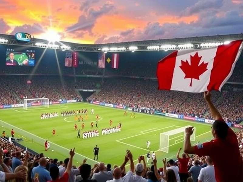 World Cup 2026 Canada Stadium with football fans celebrating