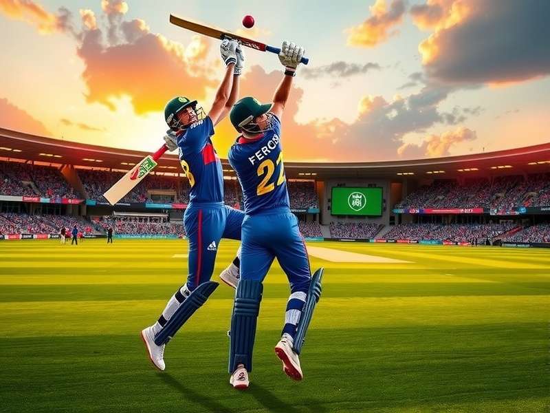 Electric crowd celebrating at a T20 World Cup match