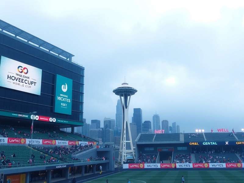 Lumen Field Seattle aerial view during a major soccer event