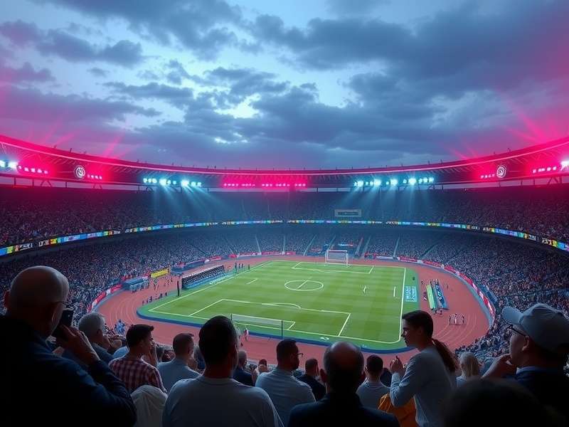 Fans celebrating with football tickets in hand at a stadium