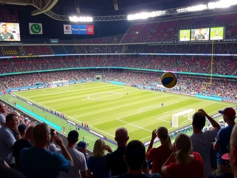 Arrowhead Stadium in Kansas City lit up at night