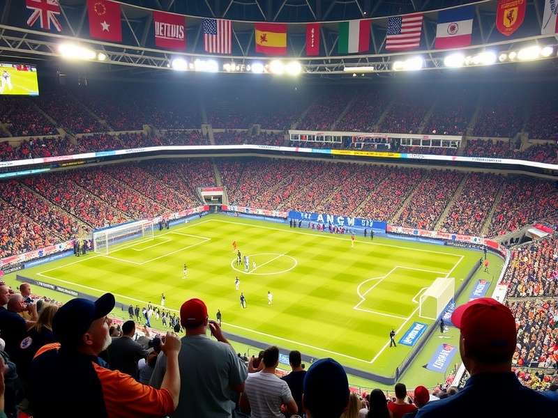 Aerial view of Lincoln Financial Field stadium in Philadelphia lit up at night