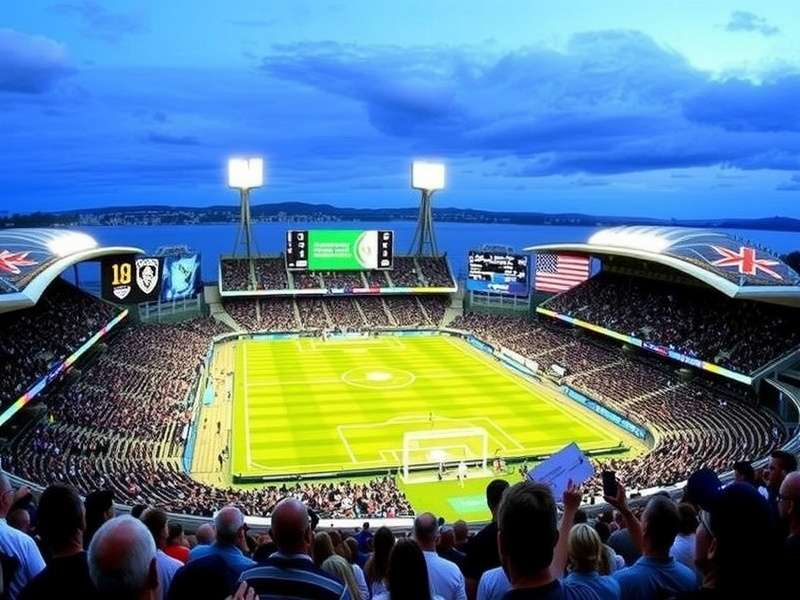 Aerial view of Lumen Field and Seattle downtown skyline with Mount Rainier in background
