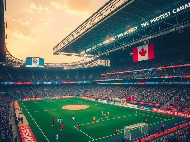 FIFA World Cup stadium with excited fans celebrating