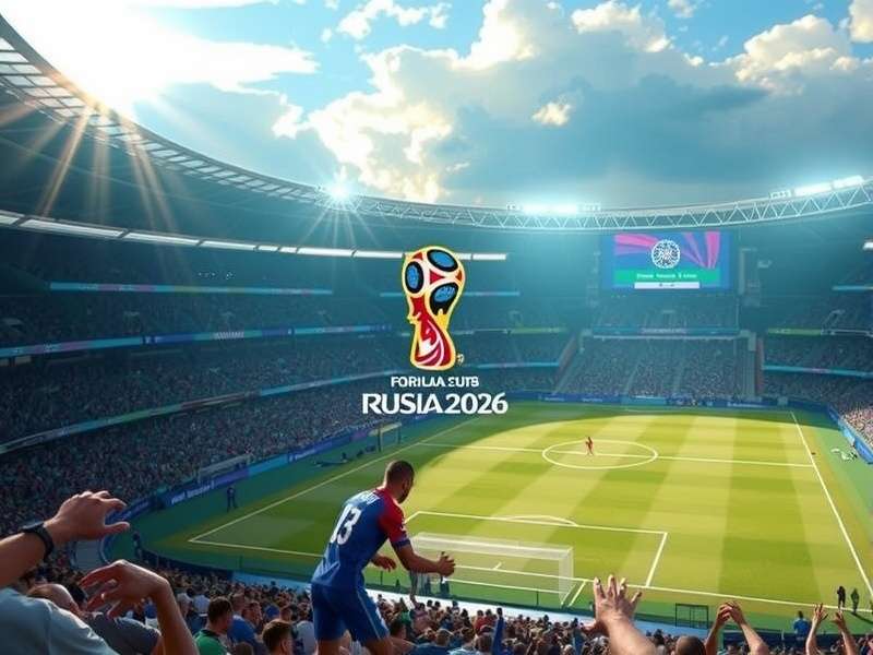 Football stadium with excited fans cheering during a World Cup match
