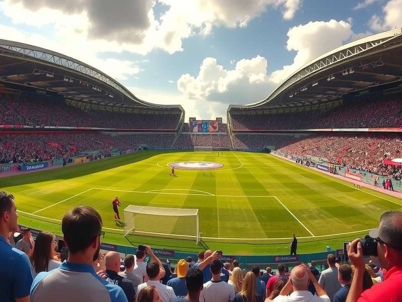 Crowd celebrating at a FIFA World Cup match in a stadium