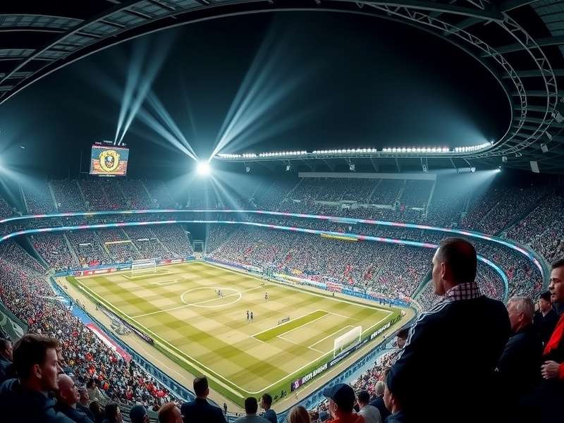 FIFA World Cup stadium packed with passionate football fans waving flags and cheering