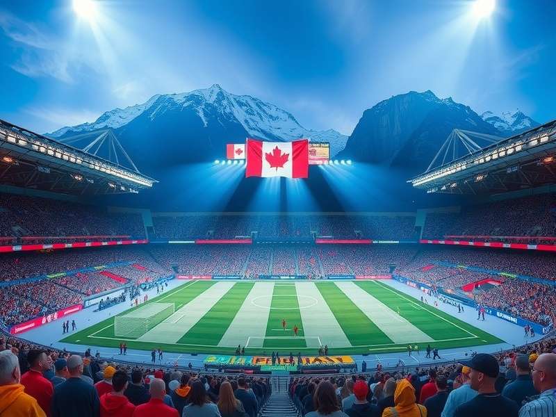 FIFA World Cup 2026 stadium in Canada with fans holding flags and banners