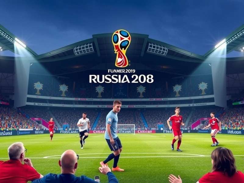 FIFA World Cup stadium filled with passionate football fans waving flags and scarves